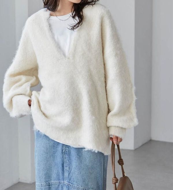 RANAN（ラナン）の「ディープキーネックシャギーニット（ニット・セーター）」｜詳細画像