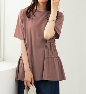 BELLUNA（ベルーナ）の「ヒンヤリ！サイドギャザー使いチュニック（チュニック）」｜ローズ