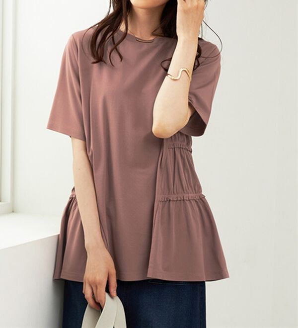 BELLUNA（ベルーナ）の「ヒンヤリ！サイドギャザー使いチュニック（チュニック）」｜ローズ