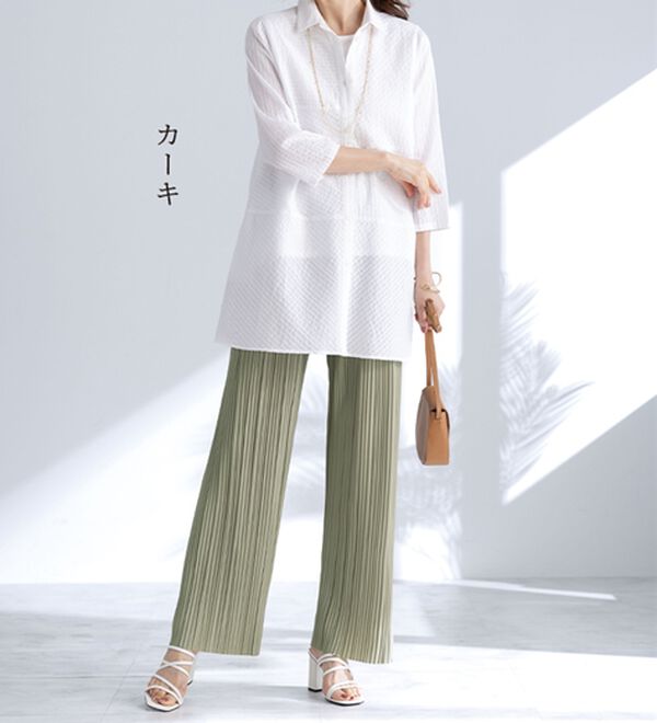 ルフラン（ルフラン）の「【３本組】レギンスより「ほっそり見せ」プリーツパンツ（フルレングスパンツ）」｜詳細画像