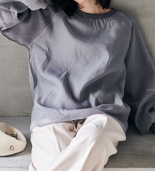 RANAN（ラナン）の「裏起毛シアー素材レイヤードスウェット（カットソー）」｜詳細画像