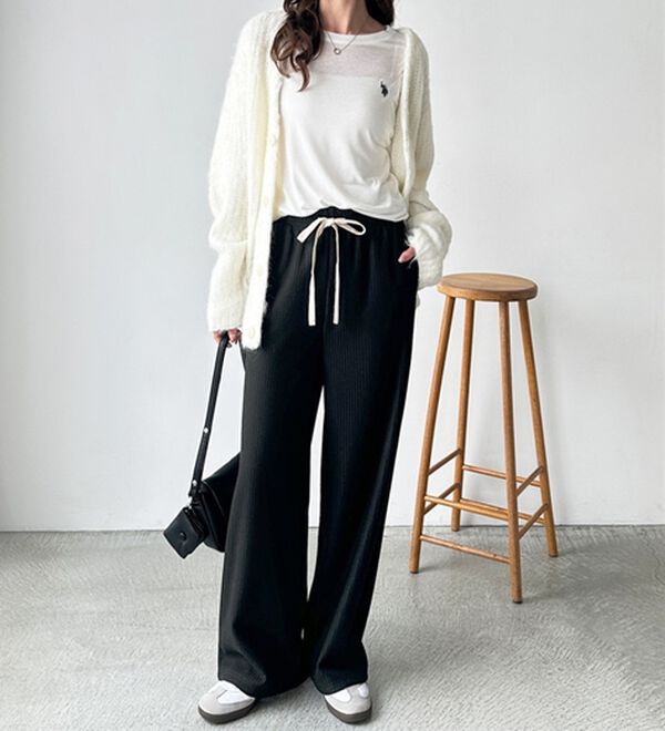 GeeRA（ジーラ）の「ふわふわあったか！裏起毛リブワイドパンツ（フルレングスパンツ）」｜詳細画像