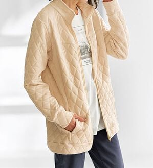 BELLUNA（ベルーナ）の「＜ＥＬＬＥ　Ａｃｔｉｖｅ＞ダイヤ柄ジャカードキルトブルゾン（ブルゾン）」｜アイボリー