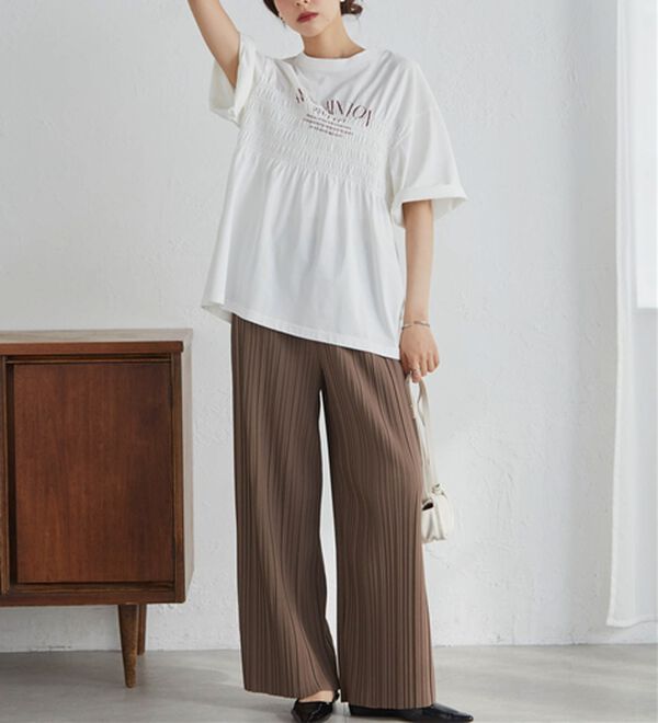 RANAN（ラナン）の「セミワイドプリーツイージーパンツ（フルレングスパンツ）」｜詳細画像