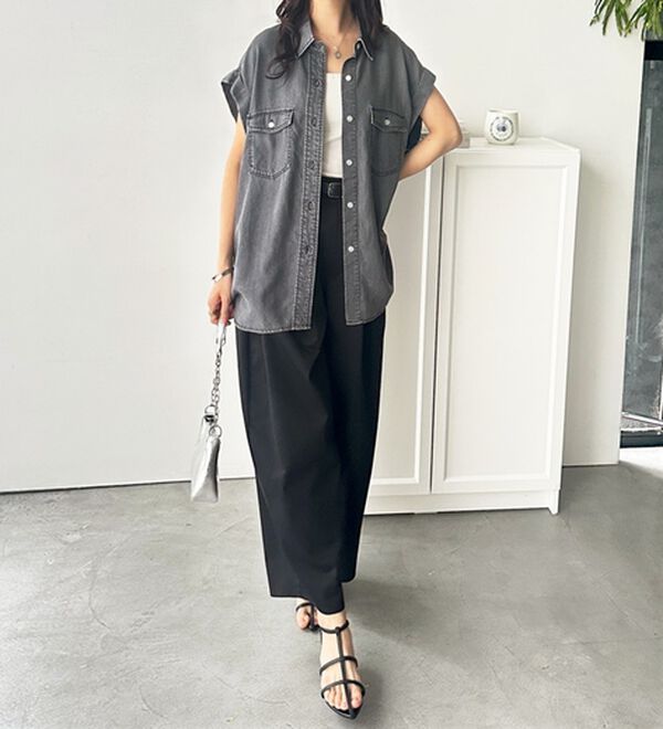 GeeRA（ジーラ）の「着回し自在！フレンチスリーブデニムシャツ（シャツ）」｜詳細画像