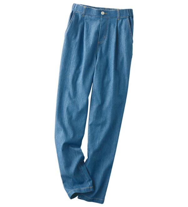BELLUNA（ベルーナ）の「さらさら翡翠デニムパンツ（フルレングスパンツ）」｜ブルー
