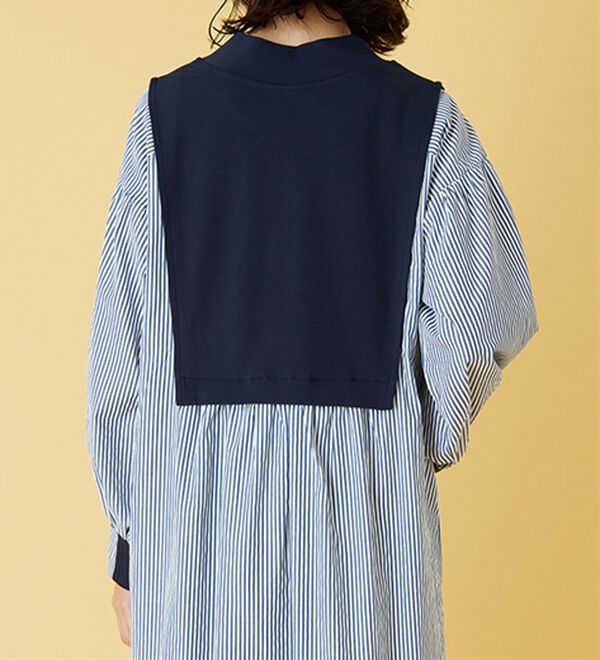BELLUNA（ベルーナ）の「ハーフジップ使いストライプ切替ワンピース（チュニック）」｜詳細画像