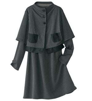 BELLUNA（ベルーナ）の「ボタンデザインカーディガンアンサンブル（アンサンブル）」｜チャコール系