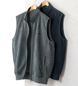 「【２色組】ジャカードジップベスト（メンズベスト）」｜2色組