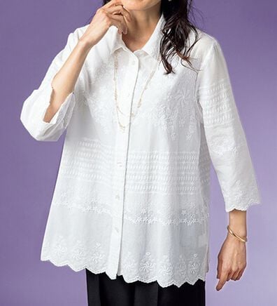 ルフラン（ルフラン）の「贅沢刺しゅうの上品ブラウス（ブラウス）」