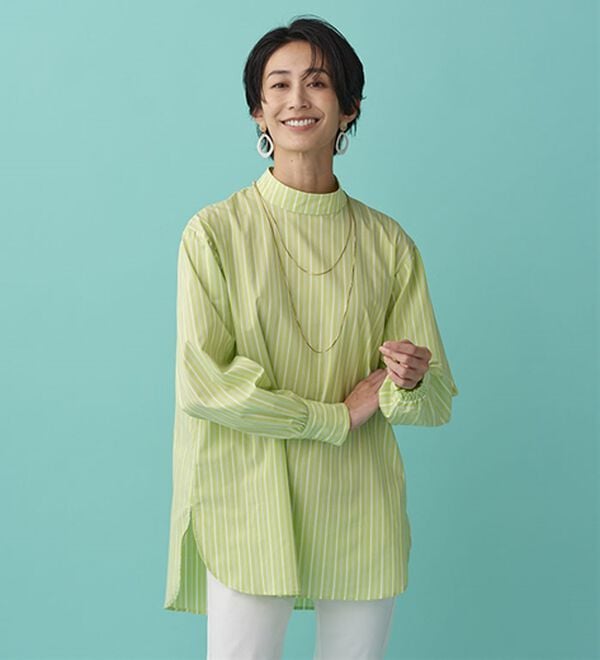 BELLUNA（ベルーナ）の「＜ＳＯＬＯＴＥＸ（Ｒ）＞ストレッチハイネックブラウス（ブラウス）」｜詳細画像