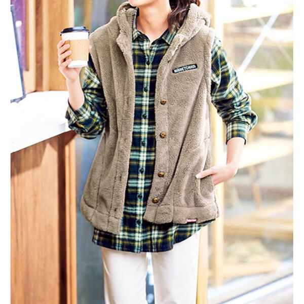 BELLUNA（ベルーナ）の「＜ミネトンカ＞裏フリースチェックシャツ（チュニック）」｜詳細画像