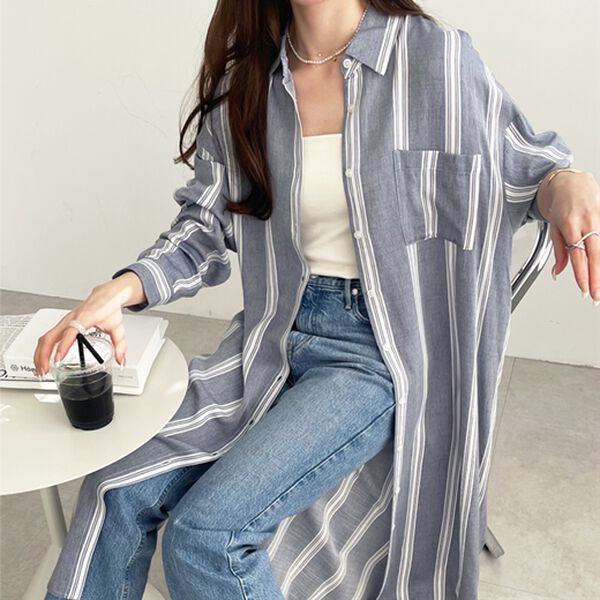 GeeRA（ジーラ）の「スリット入りロングシャツワンピース（シャツワンピース）」｜詳細画像