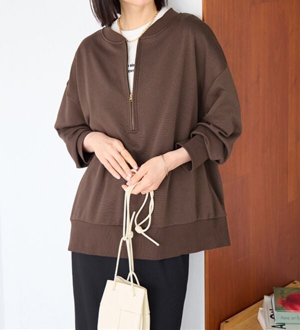 Viola e Viola（ヴィオラ エ ヴィオラ）の「抜け感！ハーフジップ大人スウェット（トレーナー・スウェット）」｜詳細画像