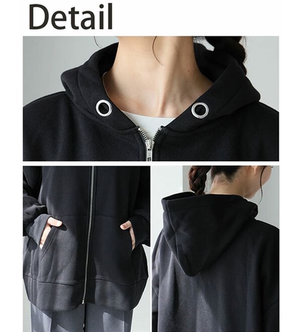 A HAPPY MARILYN（アハッピーマリリン）の「【Ｌ～８Ｌ】【ハピぽか裏起毛】ゆったりジップパーカー 毛玉になりにくい（パーカー）」｜詳細画像