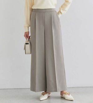 Pierrot（ピエロ）の「【選べる丈】楽ちんきれい高見えワイドパンツ（ワイドパンツ・ガウチョ）」｜トープ