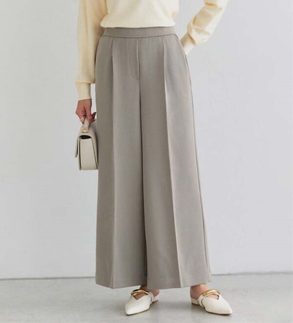 Pierrot（ピエロ）の「【選べる丈】楽ちんきれい高見えワイドパンツ（ワイドパンツ・ガウチョ）」｜トープ