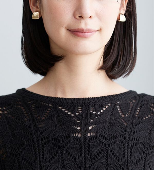 BELLUNA（ベルーナ）の「リボン柄透かし編ニットプルオーバー（ニット・セーター）」｜詳細画像
