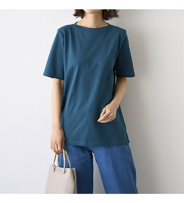 BELLUNA（ベルーナ）の「艶やか綿１００％シンプルプルオーバー（カットソー）」｜詳細画像