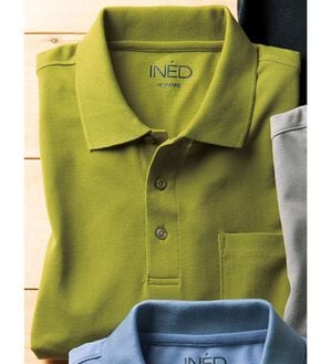 「ＩＮＤ）ポロシャツ（メンズポロシャツ）」｜オリーブイエロー(長袖)