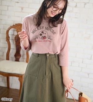 BELLUNA（ベルーナ）の「＜Ｄｉｓｎｅｙ＞【ミッキー】プリント7分袖Tシャツ（Tシャツ）」｜ピンク