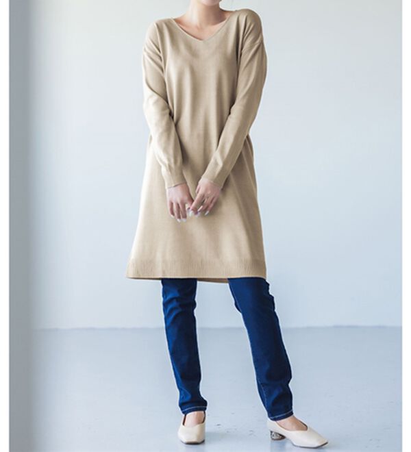 RANAN（ラナン）の「カシミヤタッチニットチュニックワンピース（チュニック）」｜詳細画像