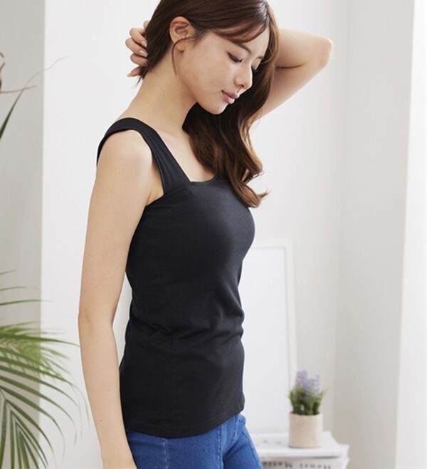 YU'NOW（ユナウ）の「【同色３枚セット】ベーシックインナースクエアタンクトップセット（肌着・インナーウェア）」｜詳細画像