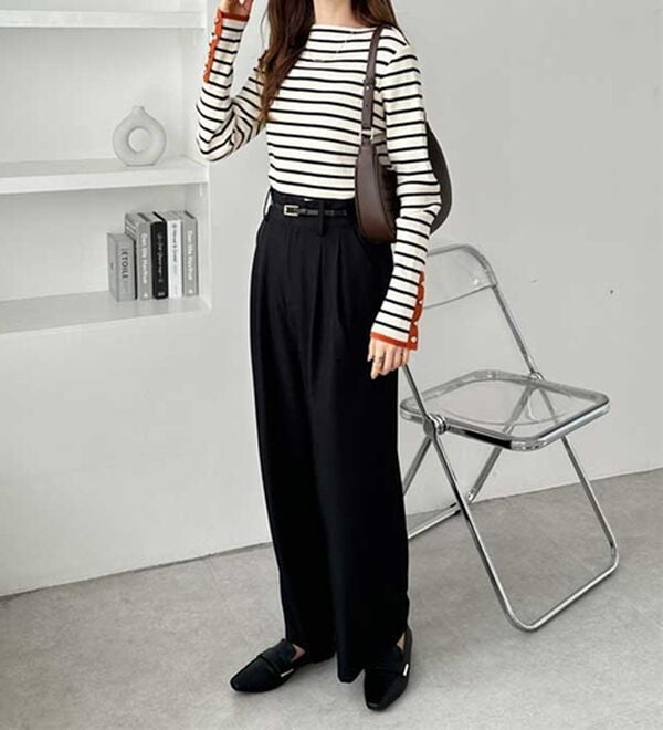 GeeRA（ジーラ）の「袖口ボタン配色ボートネックリブニット（ニット・セーター）」｜詳細画像