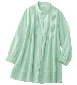 ルフラン（ルフラン）の「＜スタイルプリュ＞ピンタック入り刺しゅうチュニック（ブラウス）」｜ミント