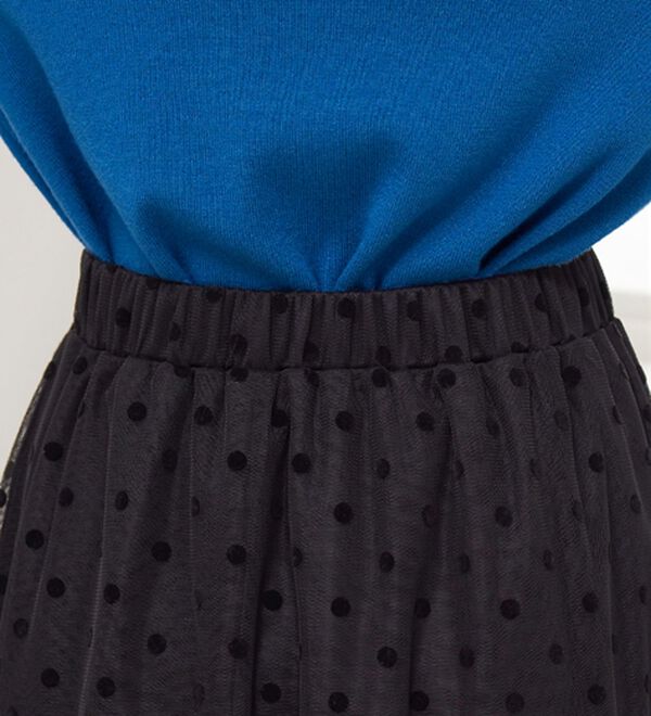 BELLUNA（ベルーナ）の「ドットフロッキーチュール重ねスカート（ロングスカート）」｜詳細画像