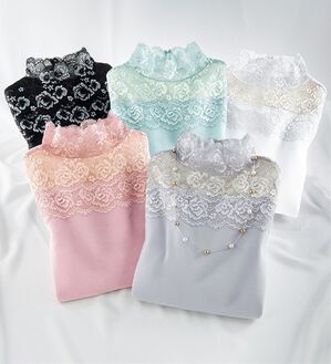 「【５色組】気分華やぐ！汗取り付レースインナー（肌着・インナーウェア）」｜5色組