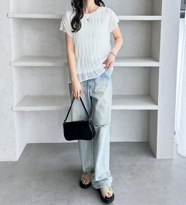 GeeRA（ジーラ）の「前後２ＷＡＹシアーシャーリングブラウス（ブラウス）」｜詳細画像