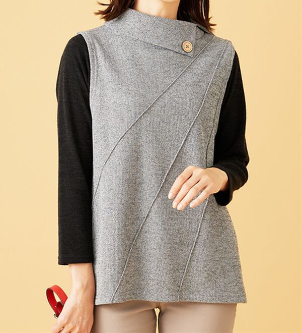 BELLUNA（ベルーナ）の「【2点セット】裏起毛素材衿デザインアンサンブル（アンサンブル）」｜詳細画像