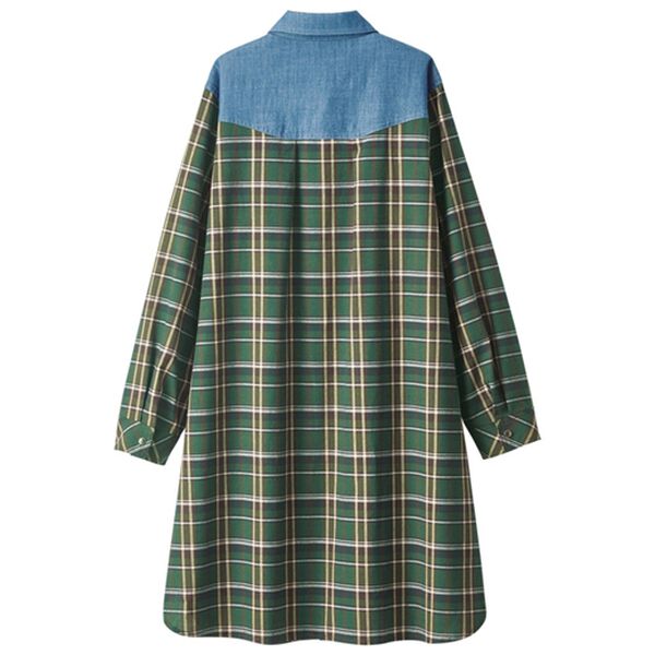 BELLUNA（ベルーナ）の「グリーンが映えるチェック切替シャツチュニック（チュニック）」｜詳細画像