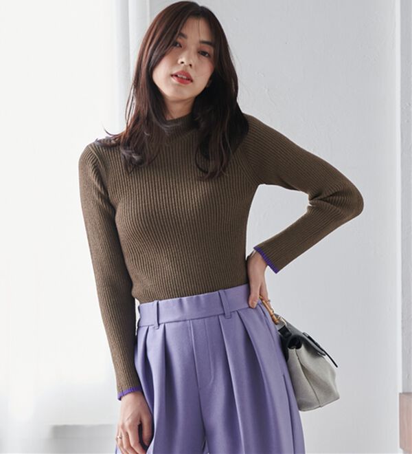 RANAN（ラナン）の「もちもちリブパイピングハイネックニット（ニット・セーター）」｜詳細画像