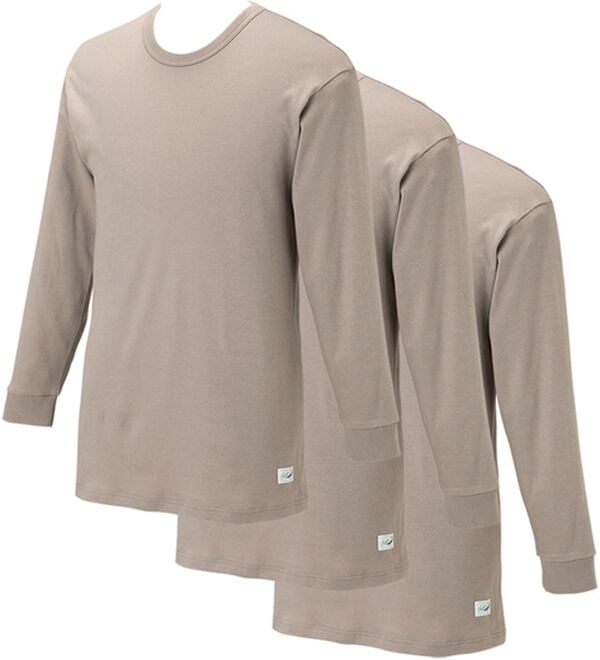 「【３枚組】＜クロコダイル＞極温（Ｒ）厚地×裏起毛綿１００％インナー（メンズ肌着・インナーウェア）」｜グレージュ3枚組 長袖丸首