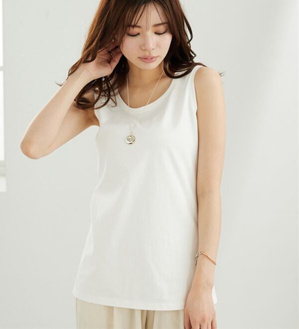 BELLUNA（ベルーナ）の「ヒンヤリ！綿１００％サマ見えタンクトップ（タンクトップ・キャミソール）」｜詳細画像
