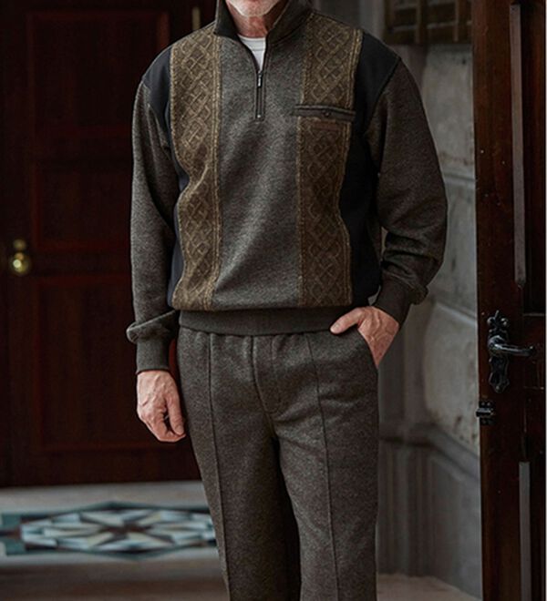 「上品さにこだわる紳士の杢調ホームスーツ（メンズルームウェア）」｜詳細画像