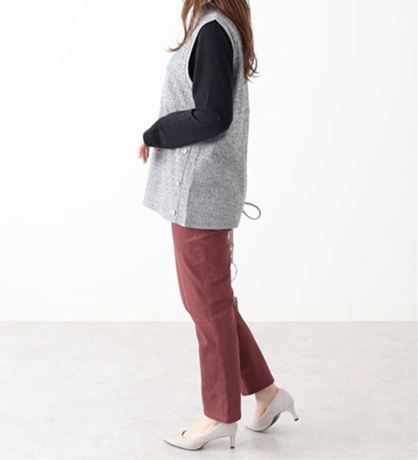 BELLUNA（ベルーナ）の「杢調テレコ素材裾ボタンアンサンブル（アンサンブル）」｜詳細画像