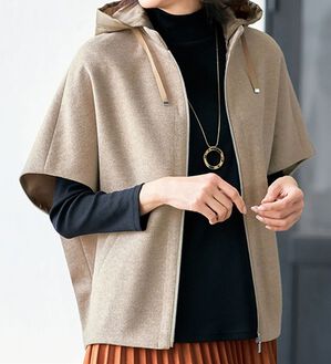 VINNO（ヴィノ）の「フード付ポンチョ風ベスト（ベスト）」｜詳細画像