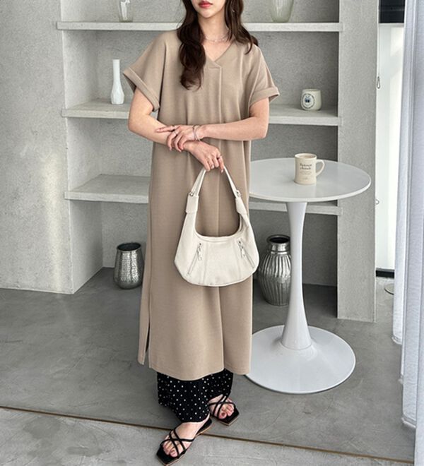 GeeRA（ジーラ）の「ひんやり快適！ジャカードスキッパーワンピ（カットソーワンピース）」｜詳細画像