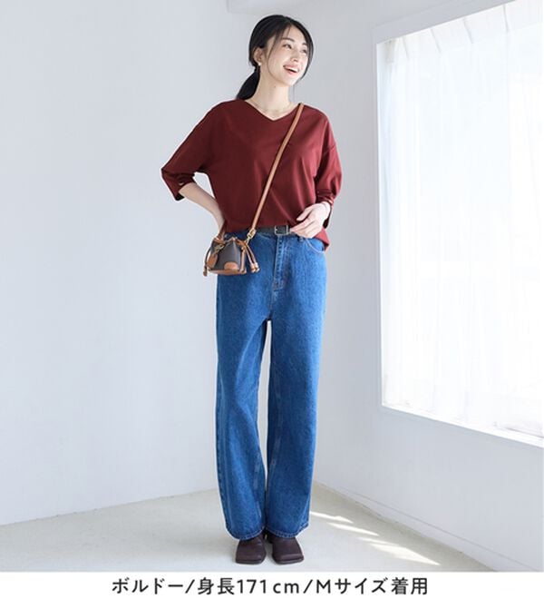 Viola e Viola（ヴィオラ エ ヴィオラ）の「着痩せを纏う！袖ゴールドボタン７分袖Ｖネックトップス（カットソー）」｜詳細画像