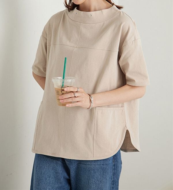 BELLUNA（ベルーナ）の「抗菌防臭綿１００％切替デザインプルオーバー（カットソー）」｜詳細画像