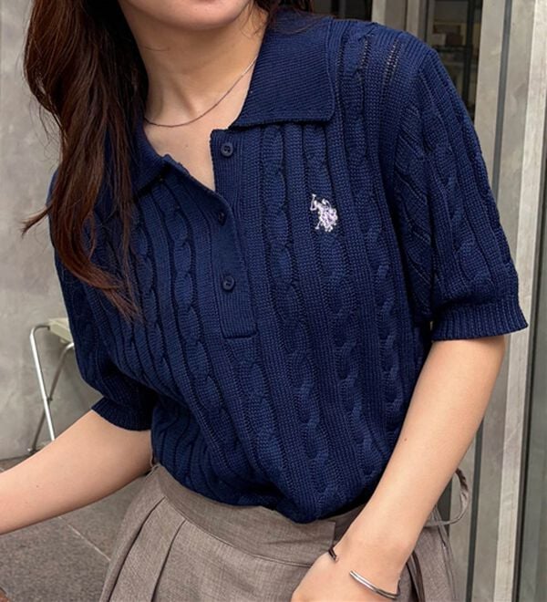 RANAN（ラナン）の「＜U.S.POLO ASSN.＞半袖ケーブルポロニット（シャツ）」｜詳細画像