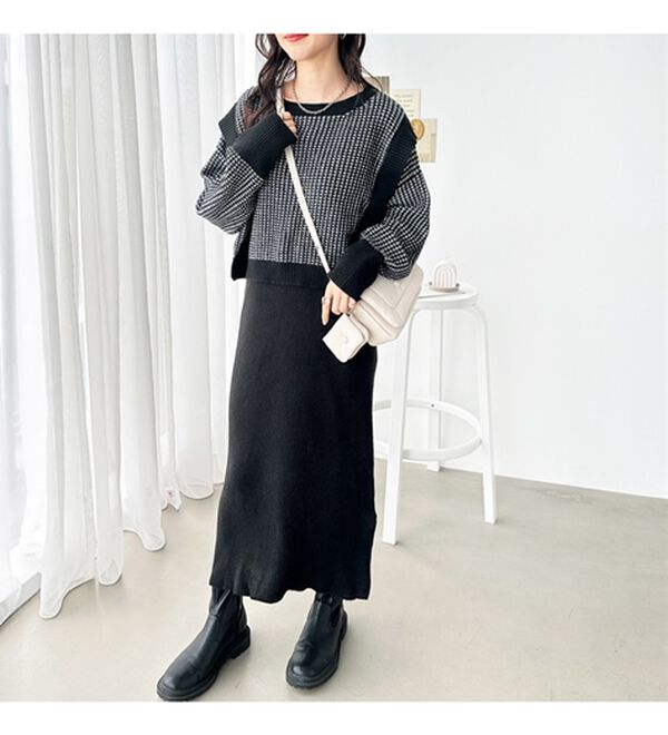 GeeRA（ジーラ）の「レイヤード２点セットワンピース（ニットワンピース）」｜詳細画像