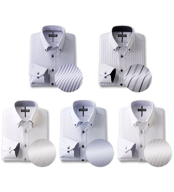 「【５枚セット】品質自慢！形態安定メンズワイシャツ（メンズワイシャツ）」｜ブルー系5枚セット