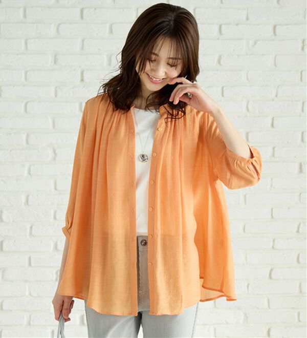 BELLUNA（ベルーナ）の「スラブ素材ギャザーデザインブラウス（ブラウス）」｜詳細画像