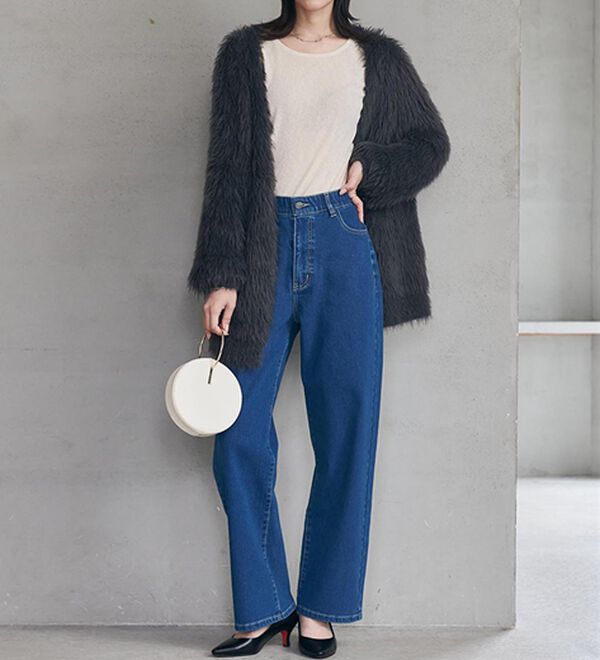 RANAN（ラナン）の「【裏起毛】ウエストゴムなのにスッキリ穿けるデニム（フルレングスパンツ）」｜詳細画像