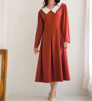 A HAPPY MARILYN（アハッピーマリリン）の「【Ｌ～６Ｌ】【ＭａｒｉｌｙｎＳｗｅｅｔ】体型別フェミニン ボリュームフレアワンピース（ロングワンピース）」｜オレンジブラウン