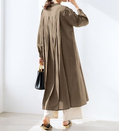 BELLUNA（ベルーナ）の「綿１００％バックプリーツワンピース（シャツ）」